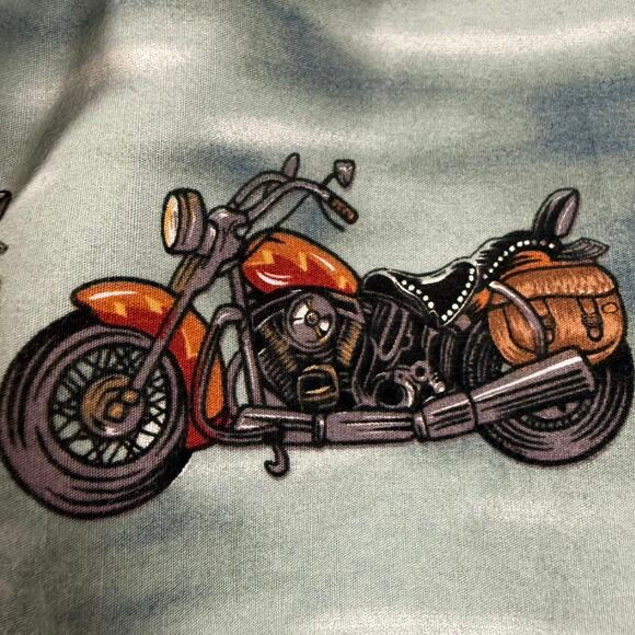 Ky’s Hawaiian Men’s L Aloha Shirt Surfboard Motorcycle Print Retro Cotton - Picture 6 of 8
